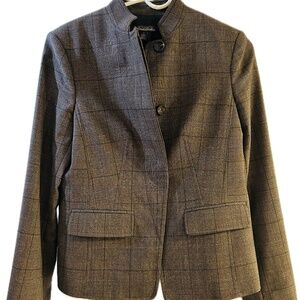 Brooks Brothers Loro Piana brown Plaid Wool Women Blazer